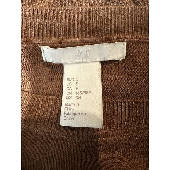 H & M Pullover Tunic Sweater Top Women's SmallBrown Knit Lightweight Long Sleeve - Picture 4 of 5